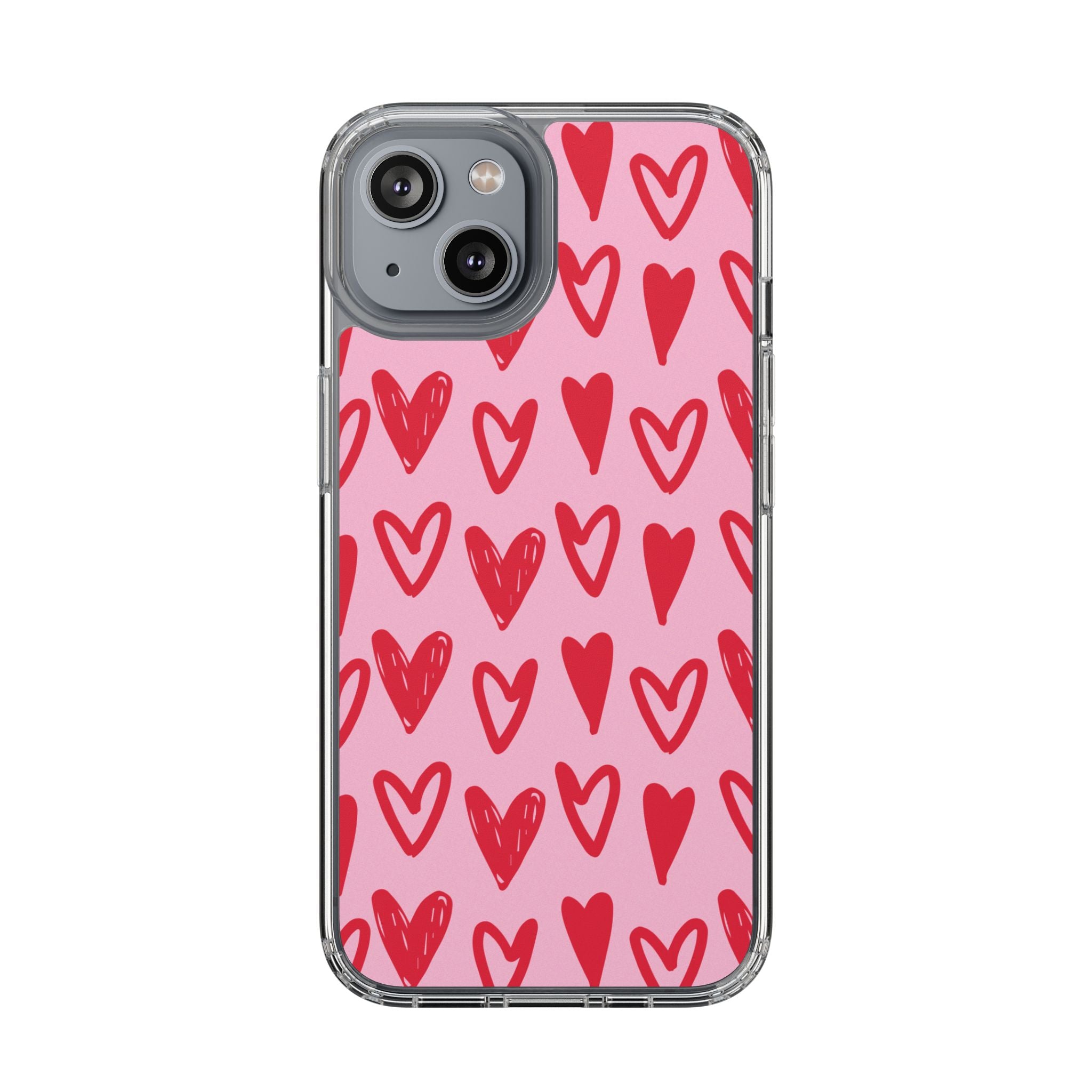 Hearts Pattern - Clear Phone Case