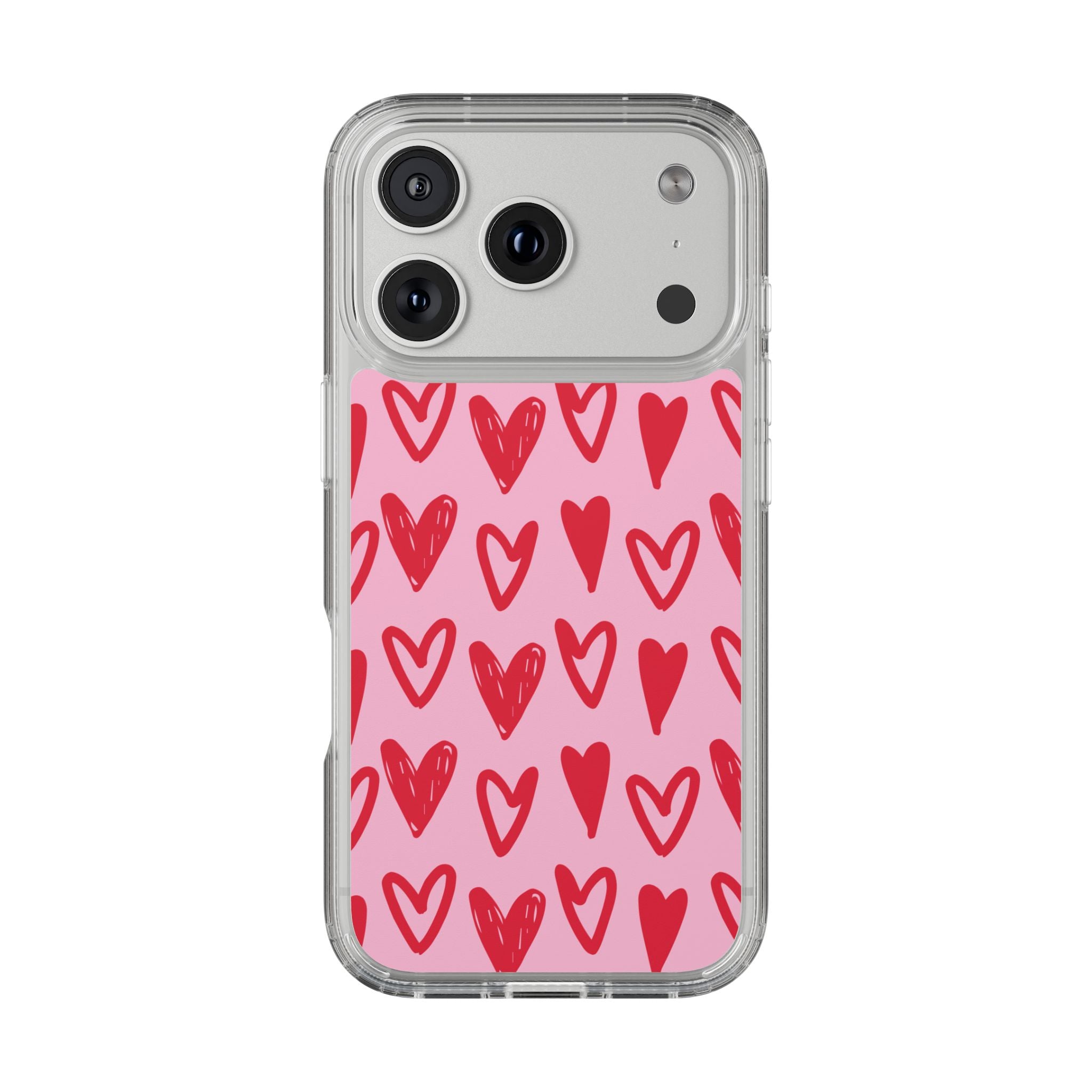 Hearts Pattern - Clear Phone Case