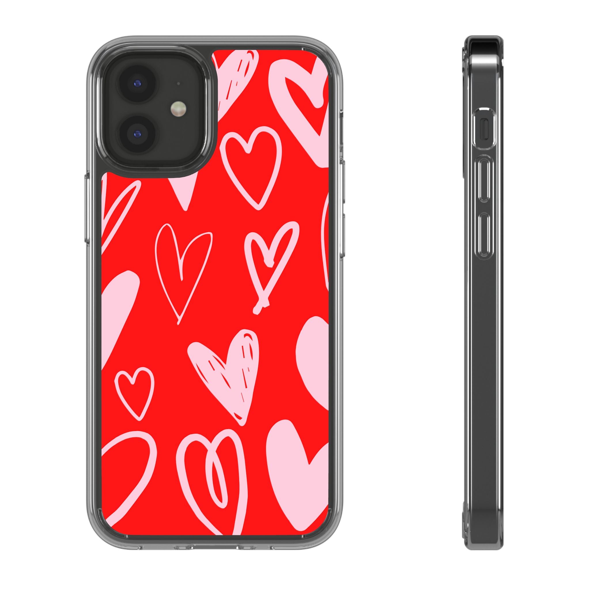 Red Hearts Pattern - Clear Phone Case