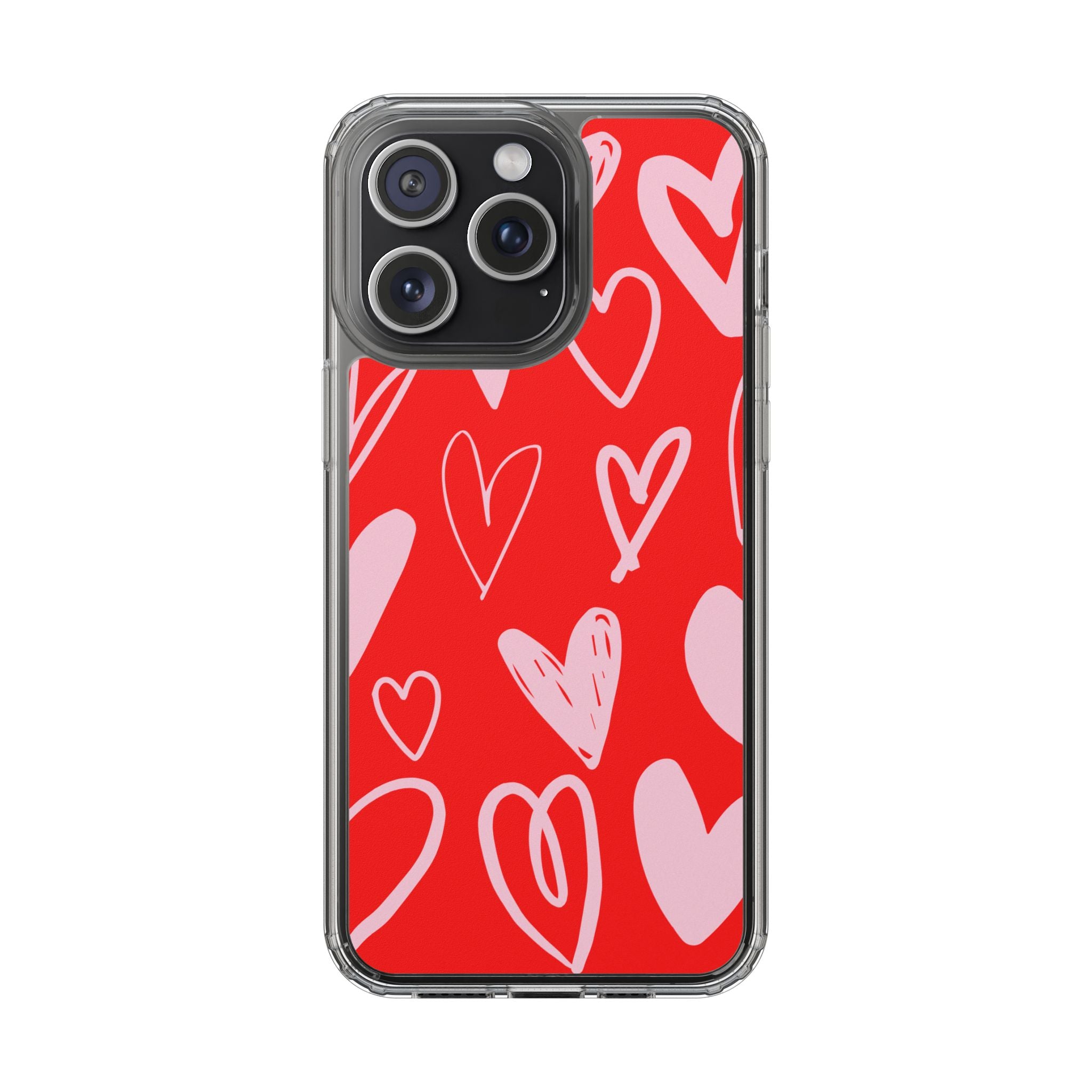 Red Hearts Pattern - Clear Phone Case