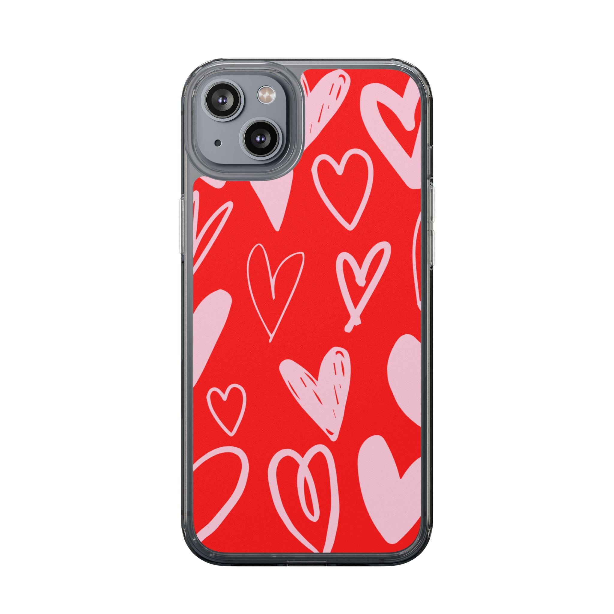 Red Hearts Pattern - Clear Phone Case