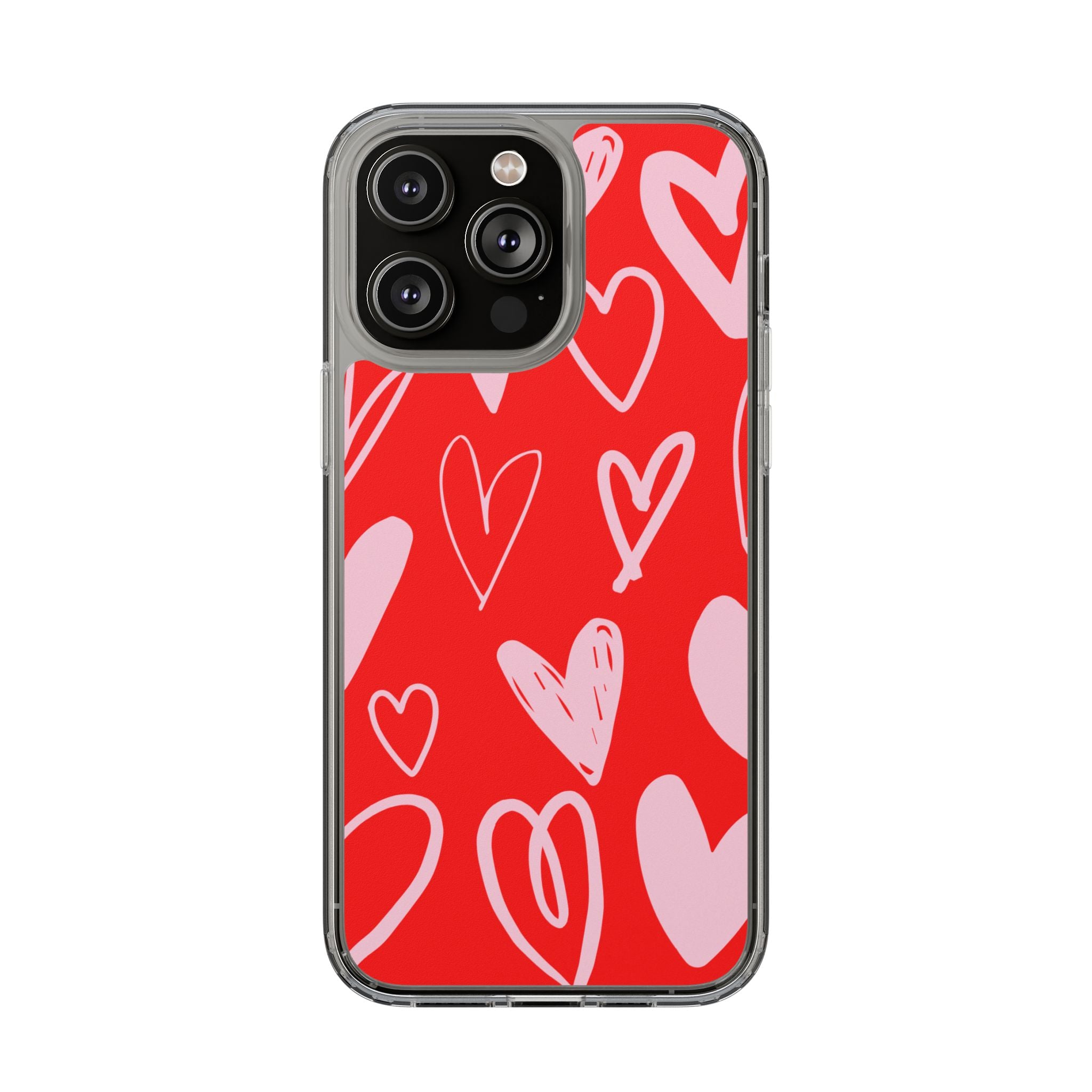 Red Hearts Pattern - Clear Phone Case