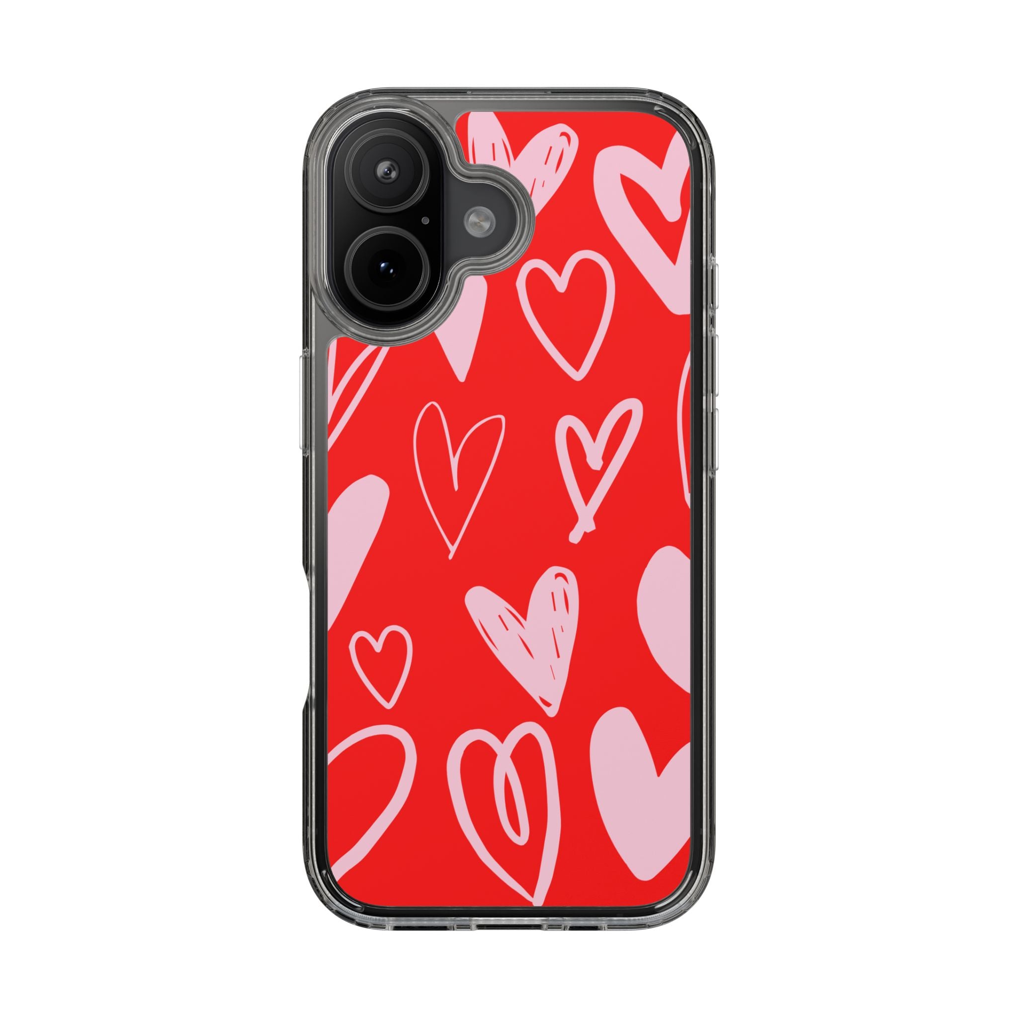 Red Hearts Pattern - Clear Phone Case