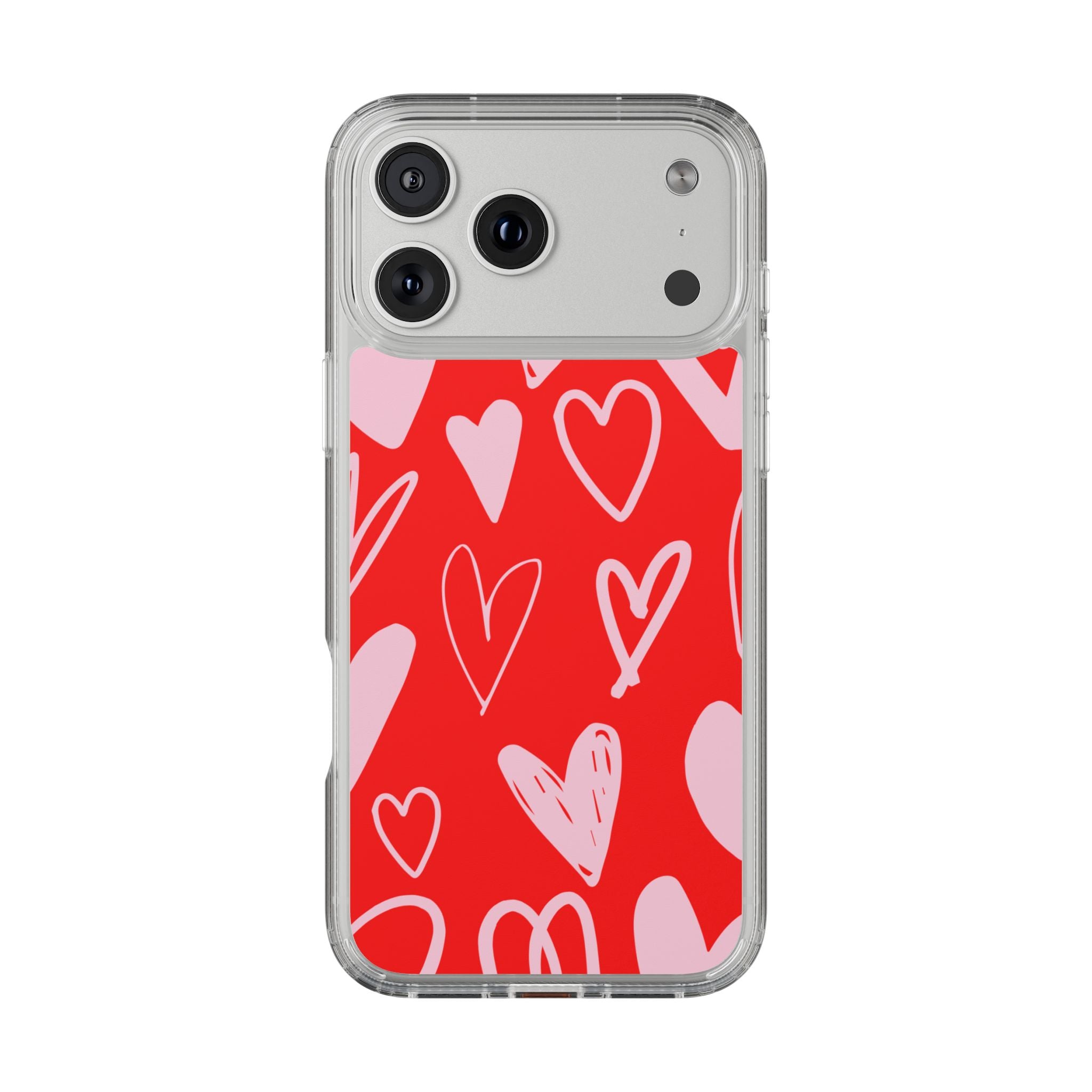 Red Hearts Pattern - Clear Phone Case