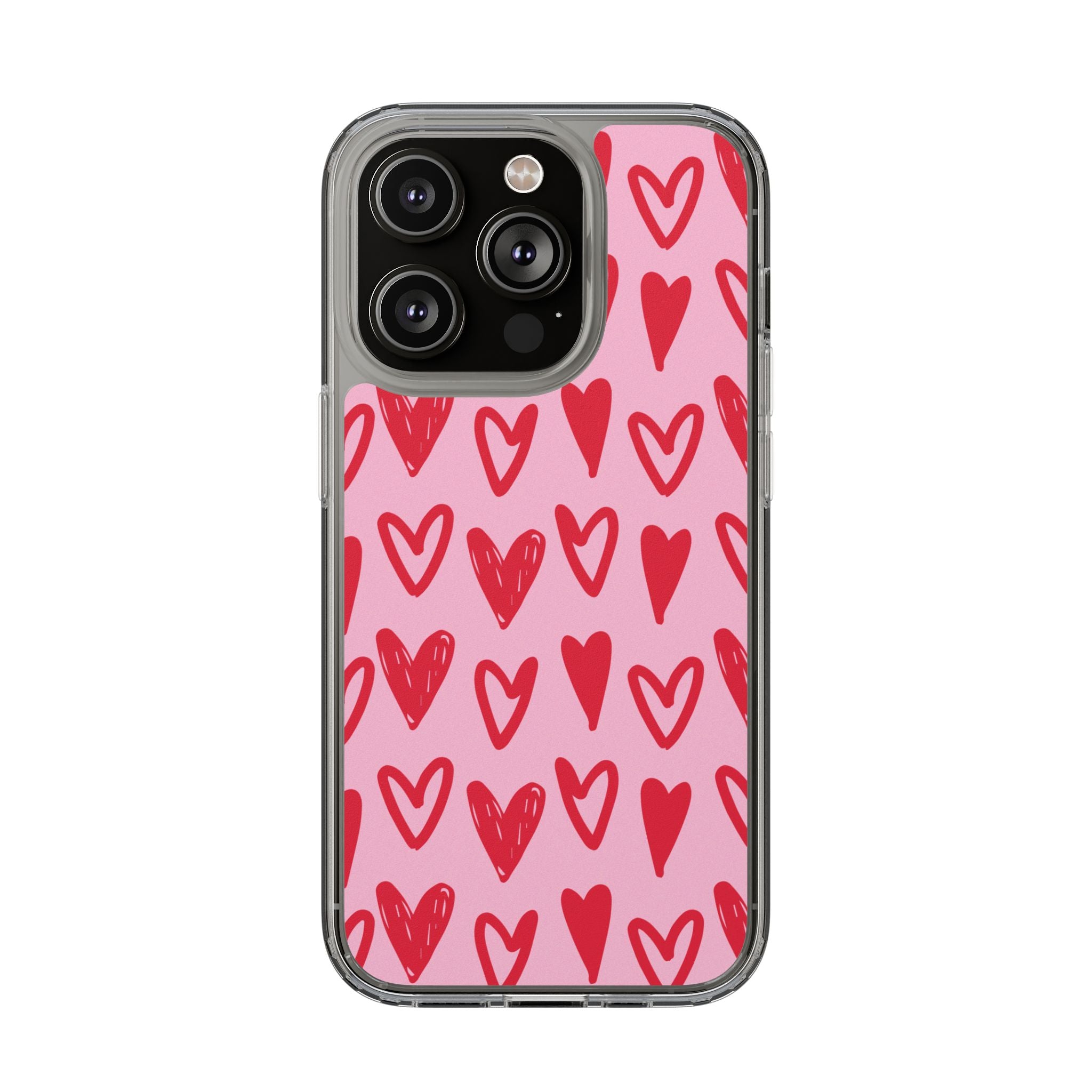 Hearts Pattern - Clear Phone Case