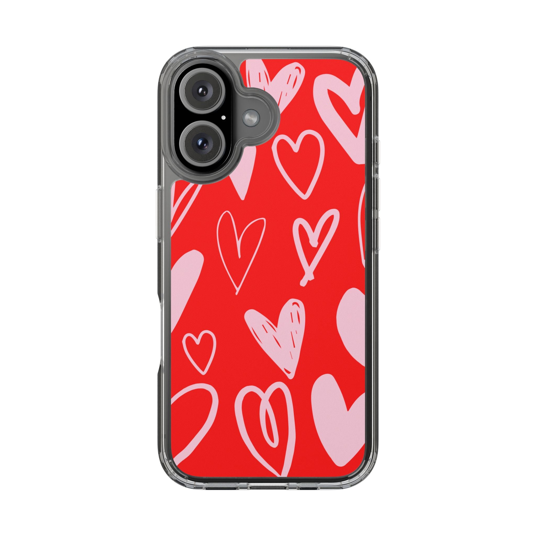 Red Hearts Pattern - Clear Phone Case