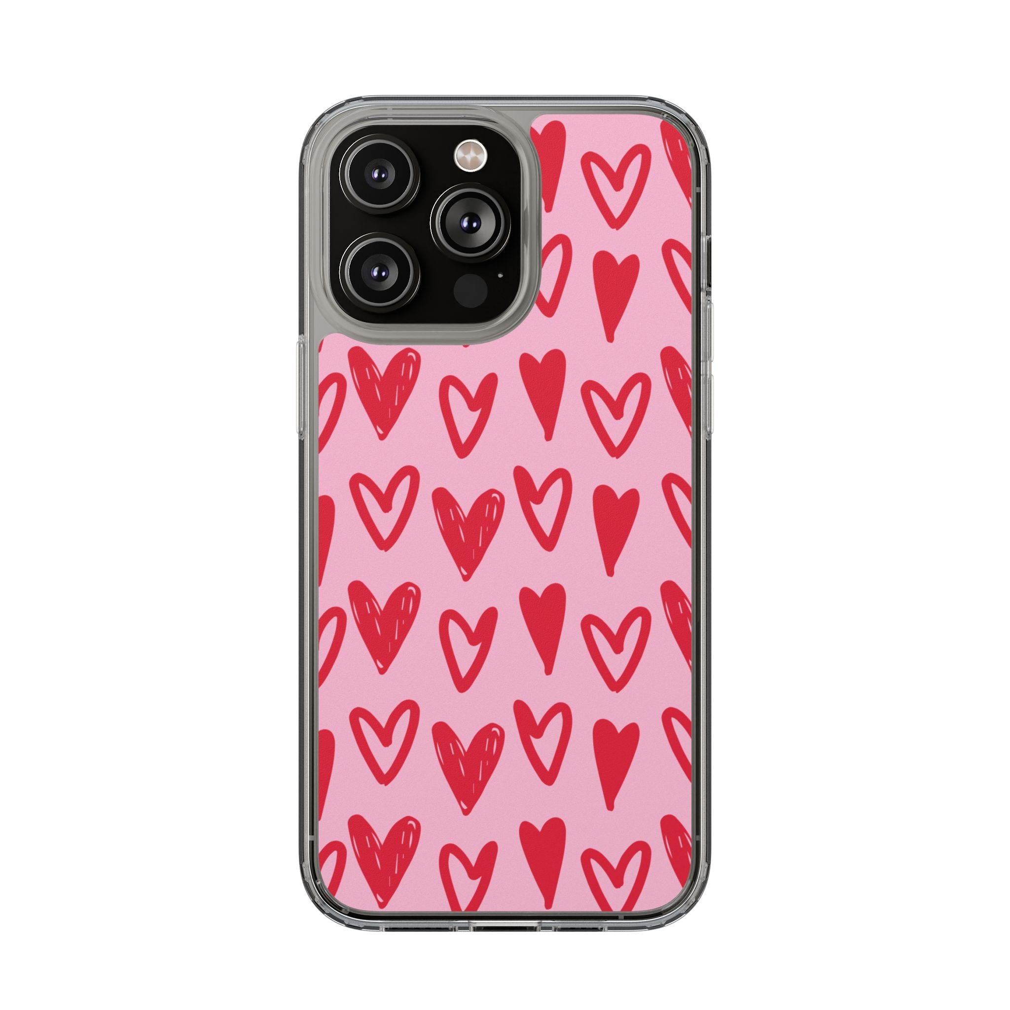 Hearts Pattern - Clear Phone Case
