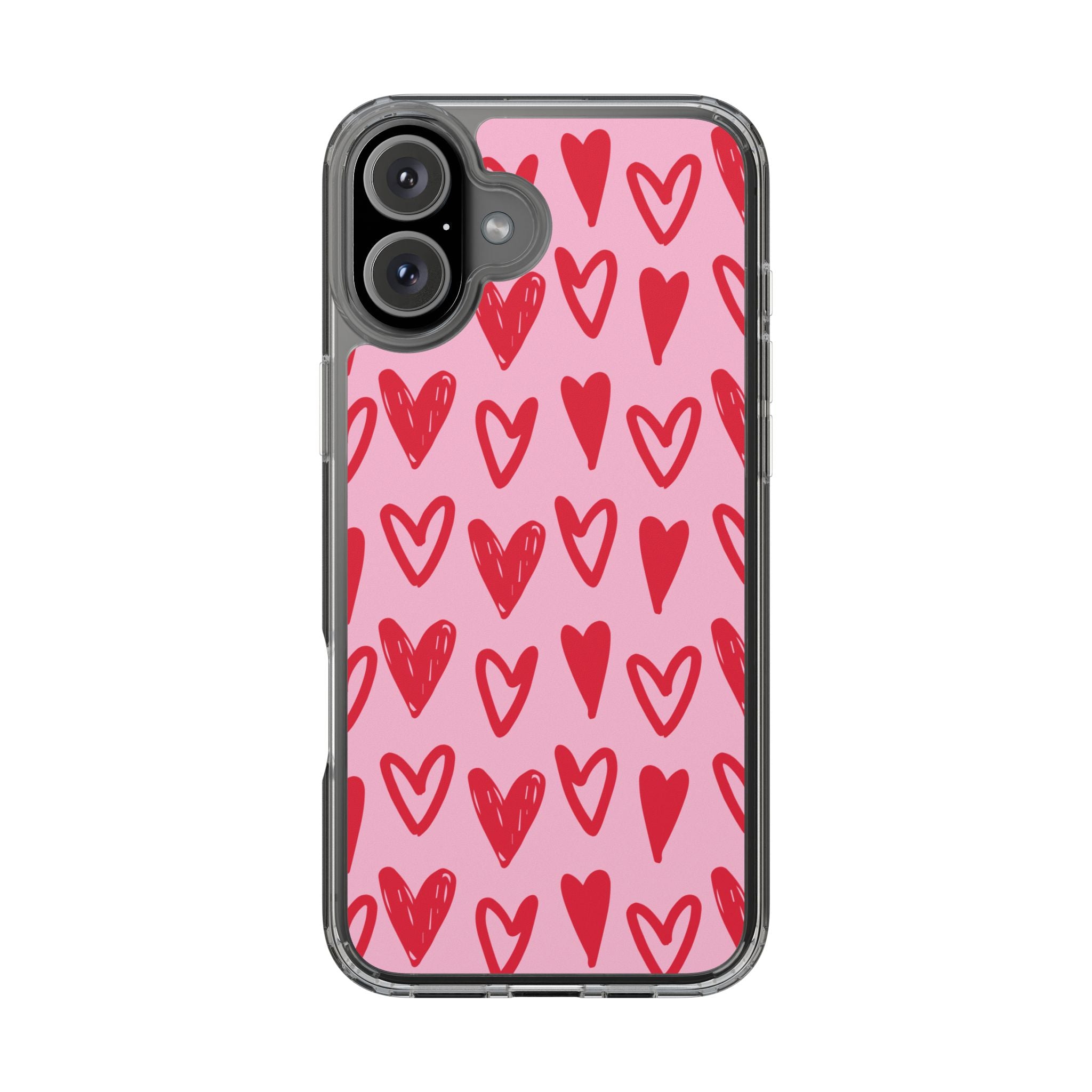 Hearts Pattern - Clear Phone Case