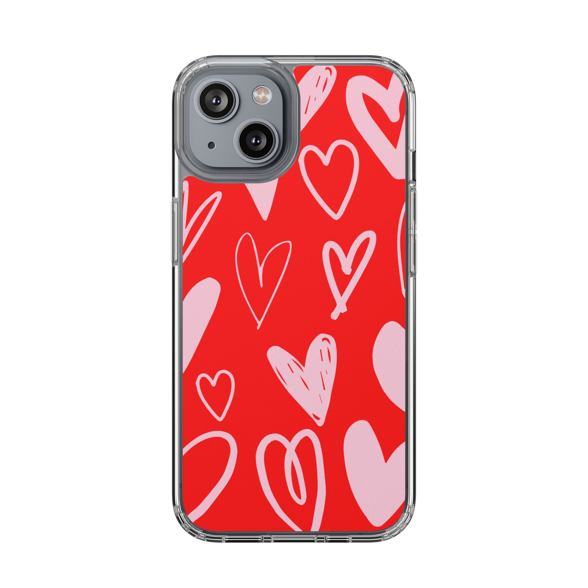 Red Hearts Pattern - Clear Phone Case
