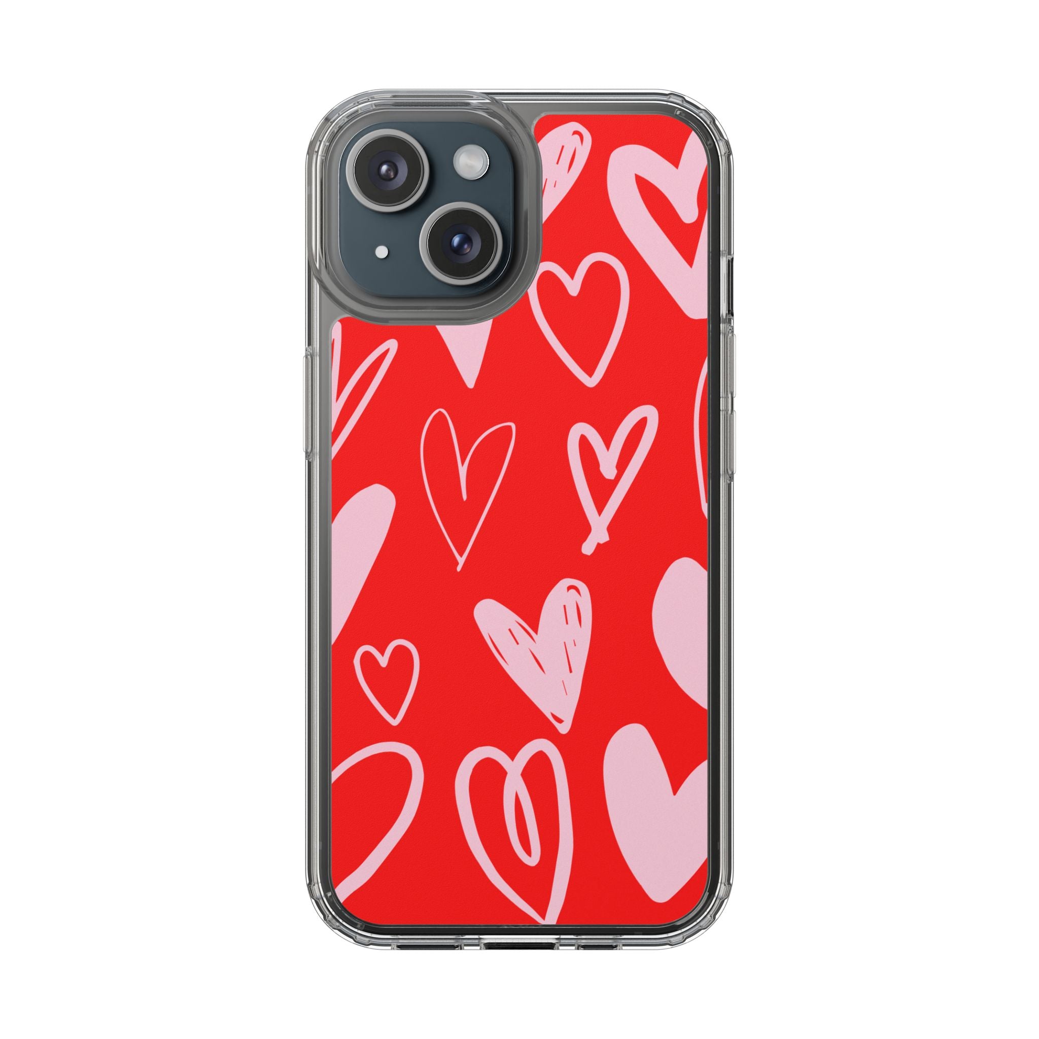 Red Hearts Pattern - Clear Phone Case