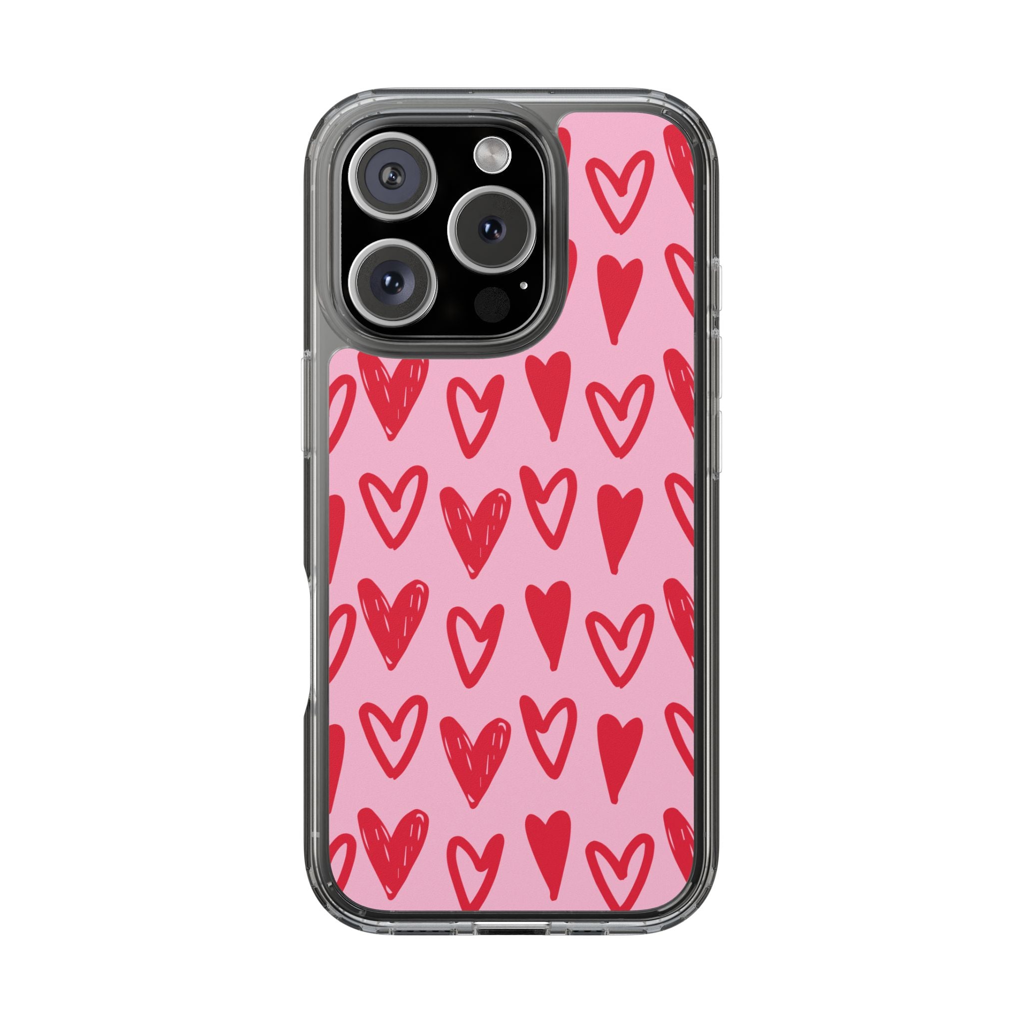 Hearts Pattern - Clear Phone Case