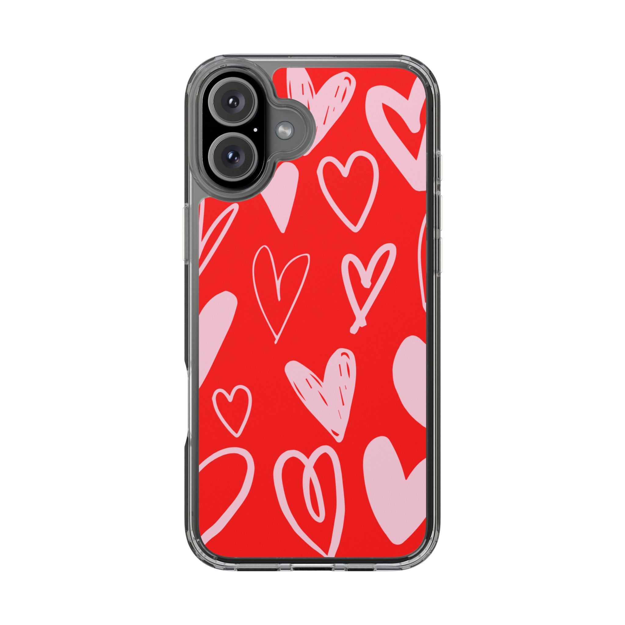 Red Hearts Pattern - Clear Phone Case