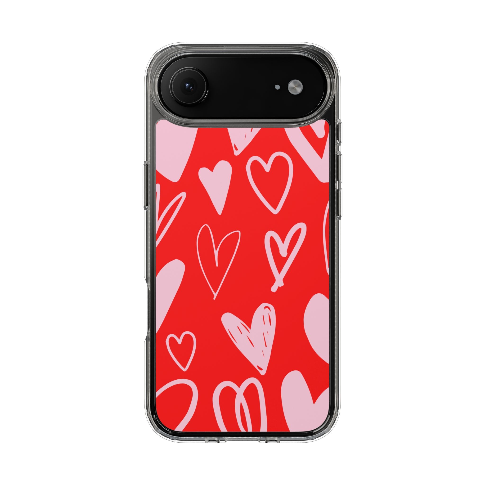 Red Hearts Pattern - Clear Phone Case