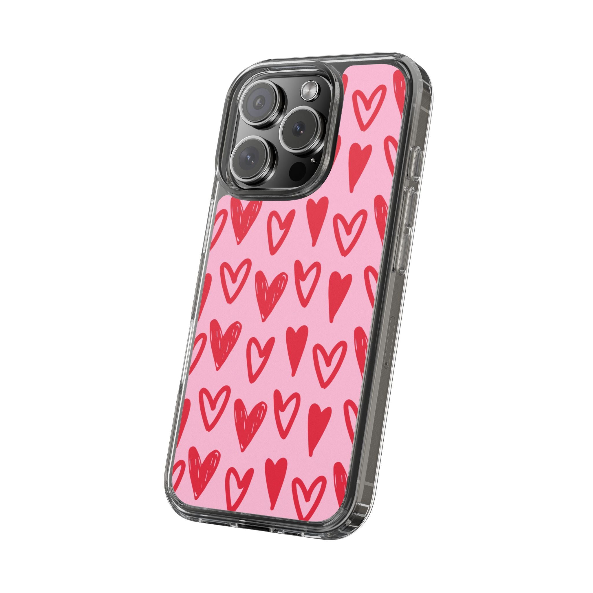 Hearts Pattern - Clear Phone Case