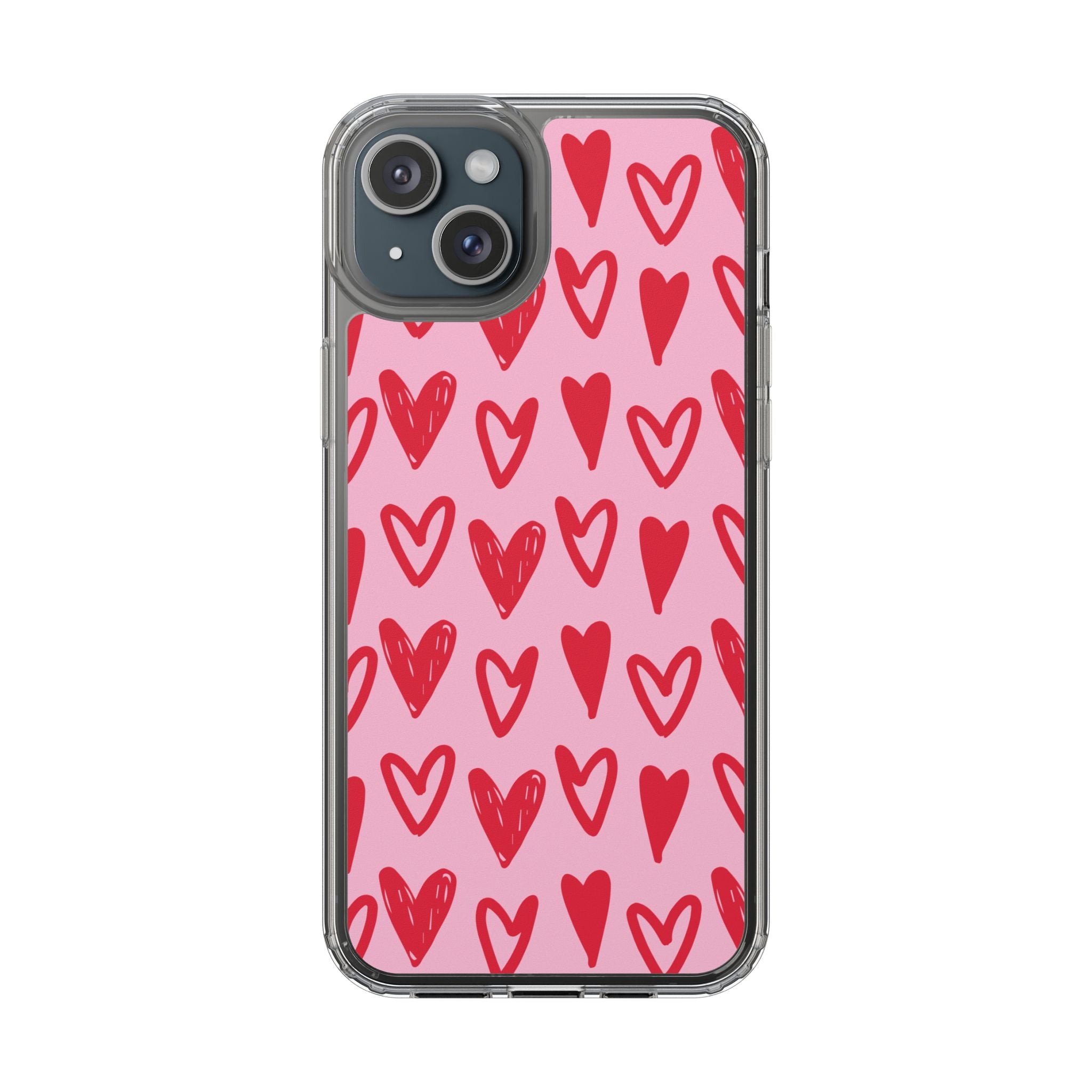 Hearts Pattern - Clear Phone Case